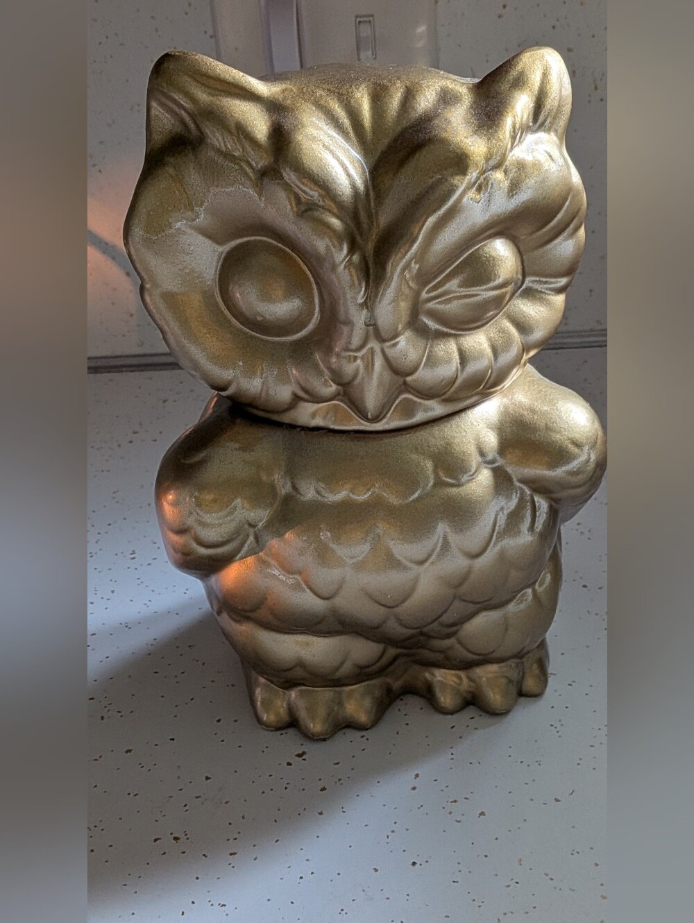 Gold Owl Lidded Jar - Home Accent Decor